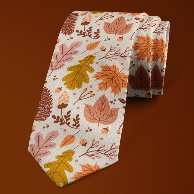 Corbata Patrón Floral Botánico de Hojas de Otoño (Subido por el creador)