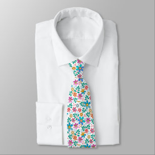 Corbata Patrón floral brillante multicolor retro sesenta