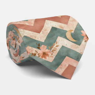 Corbata Patrón Floral Chevron Luna Rústica (5)