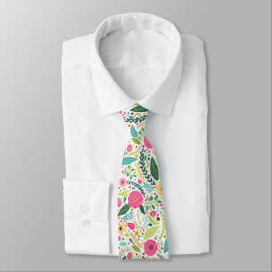 Corbata Patrón floral colorido con rosa, amarillo
