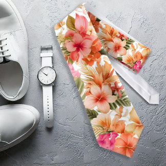 Corbata Patrón floral colorido hawaiano ID1092