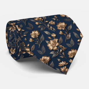 Corbata Patrón Floral con Acento Metálico
