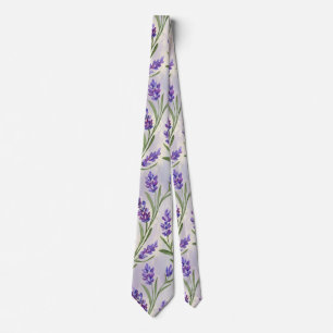 Corbata Patrón floral continuo de acuarela lavanda