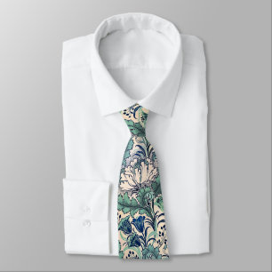 Corbata Patrón floral crema verde de William Morris