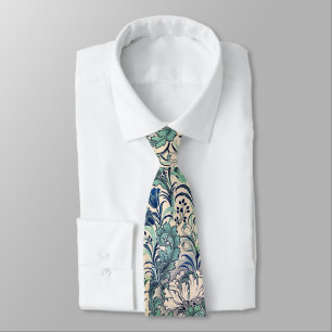 Corbata Patrón floral crema verde de William Morris