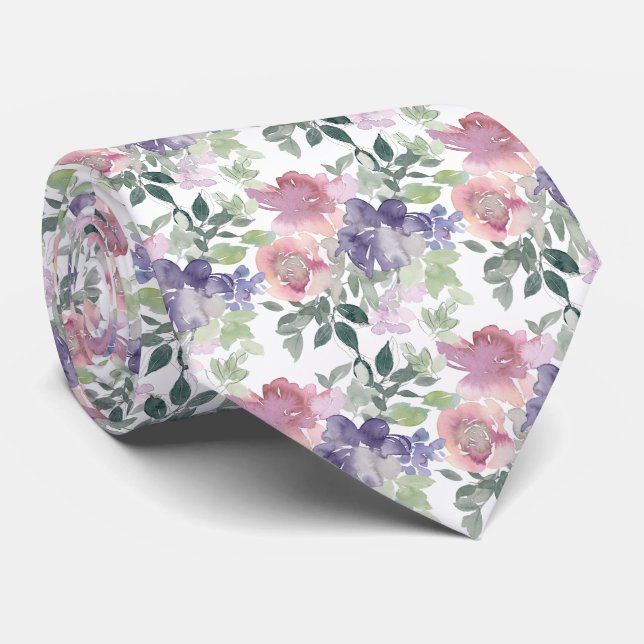 Corbata Patrón floral de acuarela (Enrollado)