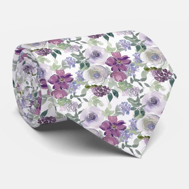 Corbata Patrón floral de acuarela (Enrollado)