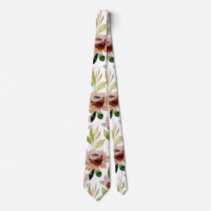 Corbata Patrón floral de acuarela de color blanco