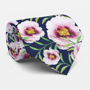 Corbata Patrón floral de adormidera azul dulce