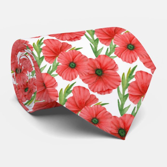 Corbata Patrón floral de amapola (Enrollado)