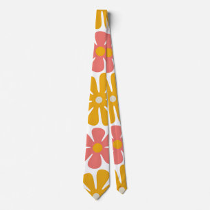 Corbata Patrón floral de arte popular retro de los 70
