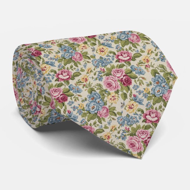 Corbata Patrón Floral de Chintz Antiguo (Enrollado)