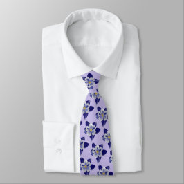 Corbata Patrón floral de Columbina azul en lavanda