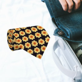 Corbata Patrón floral de Dahlia amarillo en negro