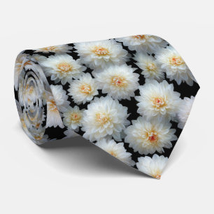 Corbata Patrón floral de dalia blanca