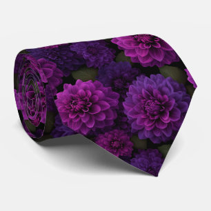 Corbata Patrón floral de dalia púrpura