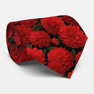 Corbata Patrón floral de dalia roja