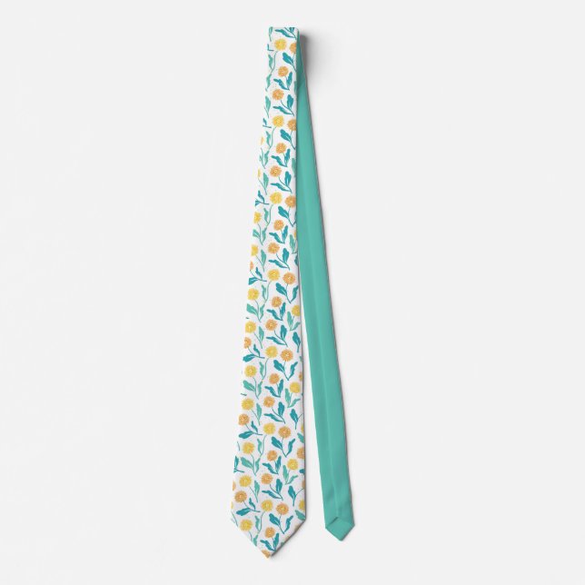 Corbata Patrón floral de Dandelion amarillo - Inspirado en (Anverso)