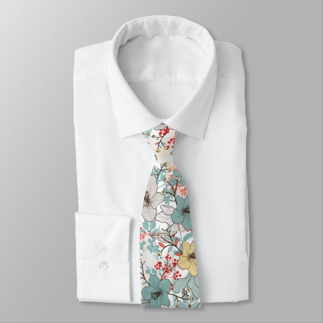 Corbata Patrón floral de estilo japonés (Atado)