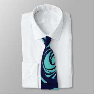 Corbata Patrón floral de flor azul Rosa de la Marina Azul