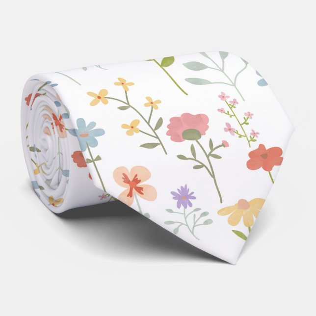 Corbata Patrón floral de flores silvestres (Enrollado)