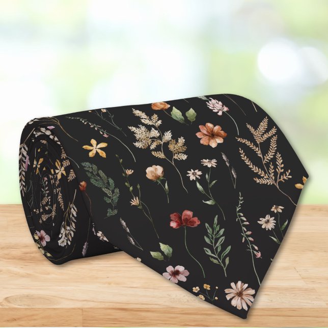 Corbata Patrón floral de flores silvestres bonitas acuarel (Subido por el creador)