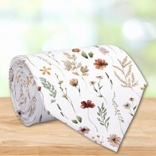 Corbata Patrón floral de flores silvestres bonitas acuarel