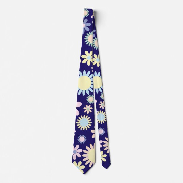 Corbata Patrón floral de fondo azul (Anverso)