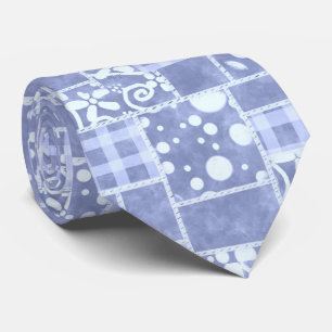 Corbata Patrón Floral de Gingan Azul de Colcha Loca