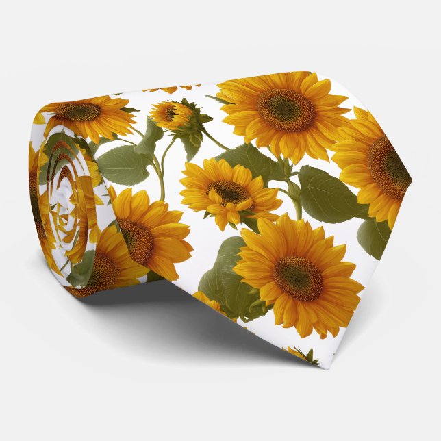 Corbata Patrón Floral de Girasoles en Flor (Enrollado)