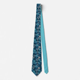 Corbata Patrón floral de hidrangea estilizada - Azul elega