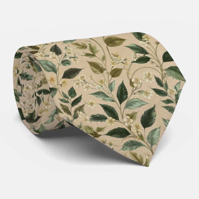 Corbata Patrón floral de hoja botánica (Enrollado)