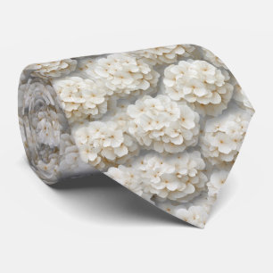 Corbata Patrón floral de hortensia blanca crema