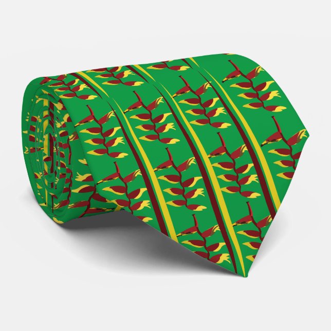 Corbata Patrón Floral de la Flor de Heliconia (Enrollado)