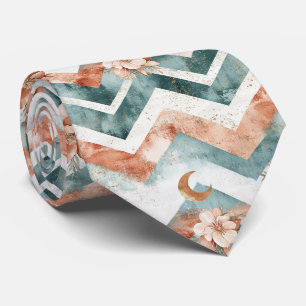 Corbata Patrón Floral de Luna Rústica Chevron (4)