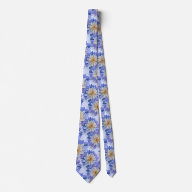Corbata Patrón floral de margarita beige lavanda (Anverso)