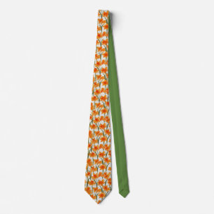 Corbata Patrón floral de narciso naranja
