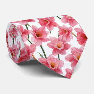 Corbata Patrón floral de narciso rosa