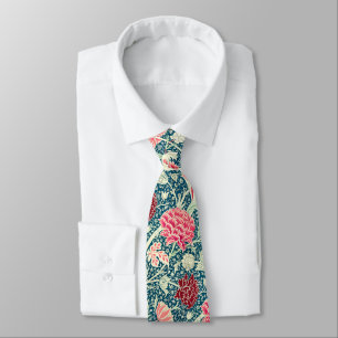 Corbata Patrón floral de oro rosa verde azul de William Mo