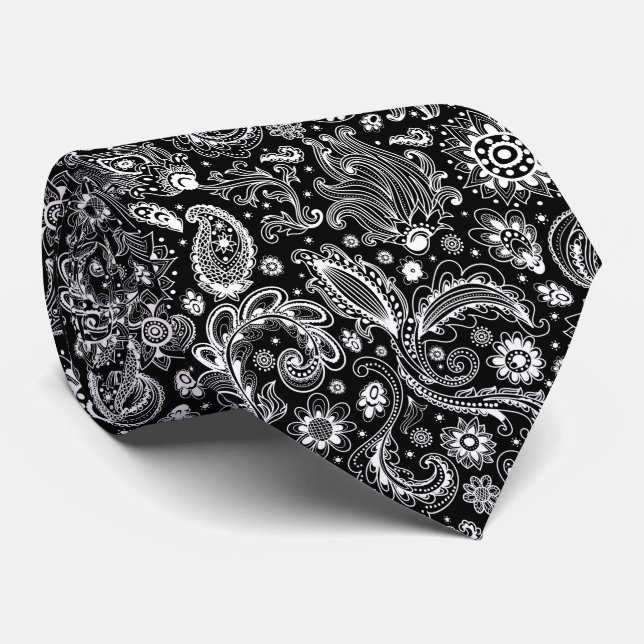 Corbata patrón floral de paisley estilo boho de batik (Enrollado)