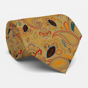 Corbata patrón floral de paisley étnico vintage retro marr