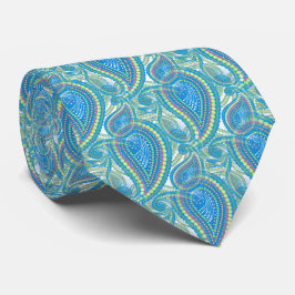 Corbata Patrón Floral de Paisley Verde Lima Violeta Azul