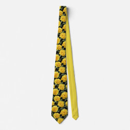 Corbata Patrón floral de peonía amarilla