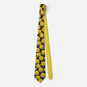 Corbata Patrón floral de peonía amarilla