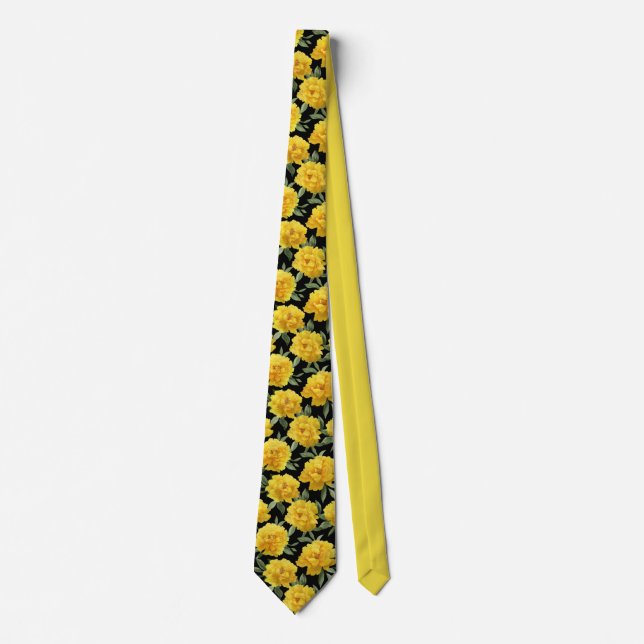 Corbata Patrón floral de peonía amarilla (Anverso)