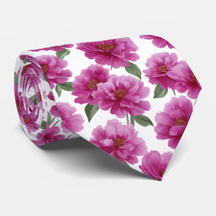 Corbata Patrón floral de peonía rosa