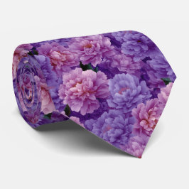 Corbata Patrón floral de peonía rosa púrpura
