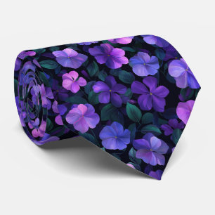 Corbata Patrón floral de pervinca oscura