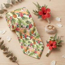 Patrón floral de piña hawaiana tropical
