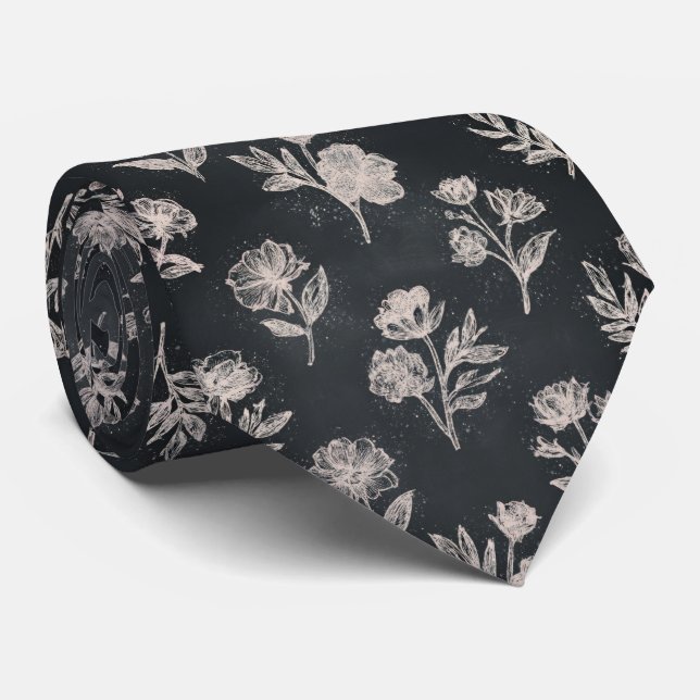 Corbata Patrón floral de pizarra (Enrollado)